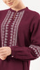 Razia Embroidered Long Modest Tunic - Plum
