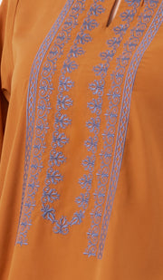 Razia Embroidered Long Modest Tunic - Saffron