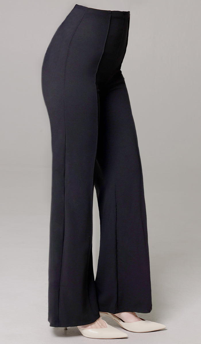 Riva Black Tailored Stretch Flared Pants | Modest Pants | Artizara USA 8 (M)/30 In.(76.2 Cm)Garment Waist Riva Black Tailored Stretch Flared Pants | Modest Pants | Artizara USA 8 (M)/30 In.(76.2 Cm)Garment Waist