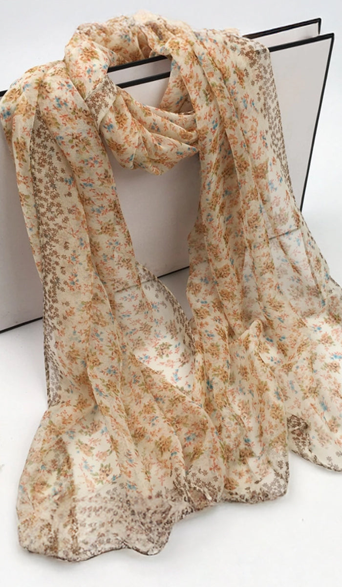 Floral patterned scarf on a white background