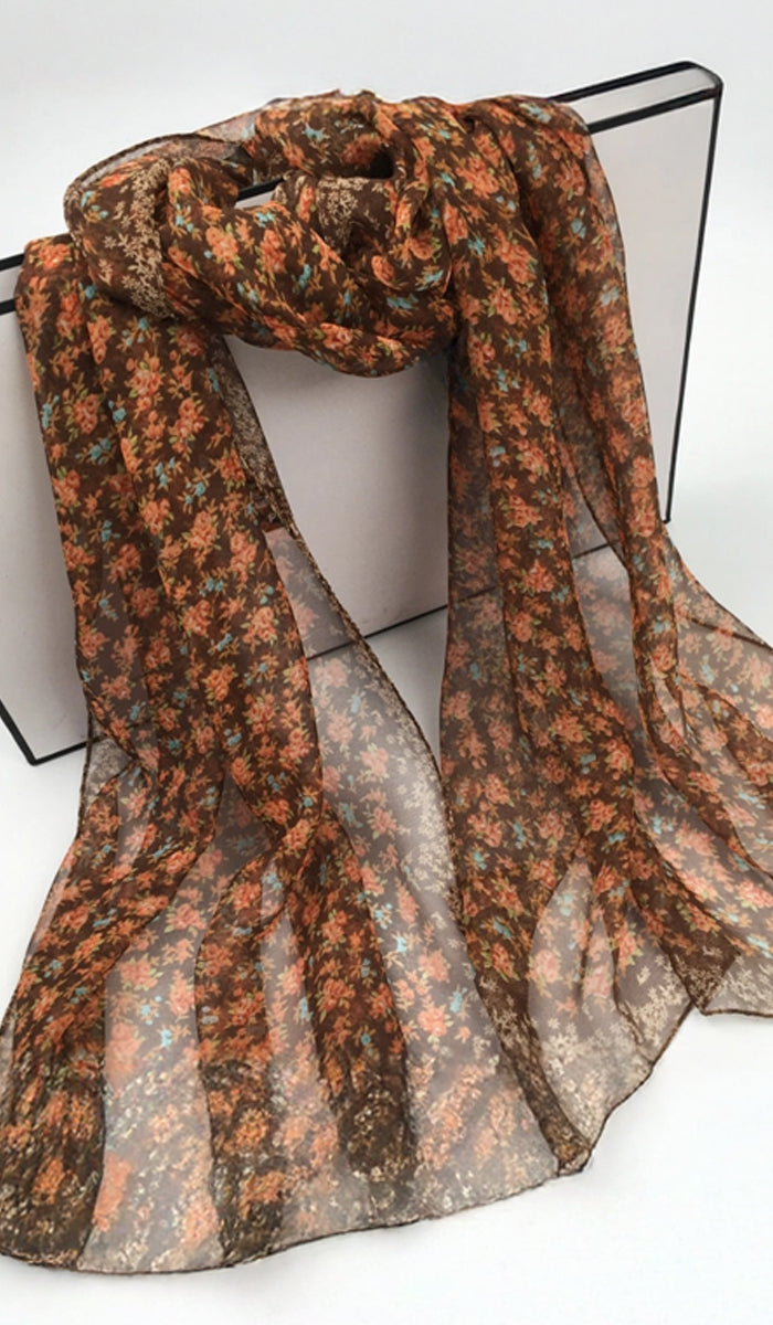 Floral patterned scarf on a white background