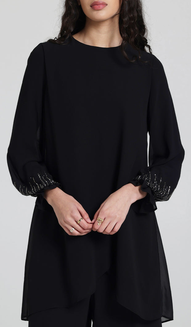 Safa Tunique Midi Longue Habillée Modeste - Noir