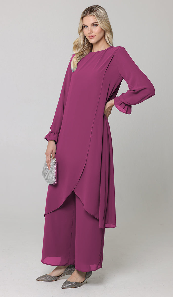 Safa Tunique Midi Longue Habillée Modeste - Orchidée