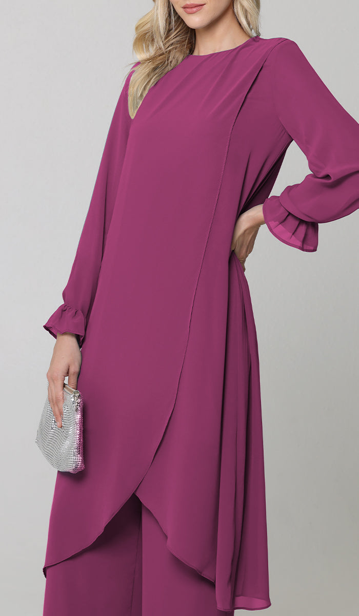 Safa Tunique Midi Longue Habillée Modeste - Orchidée