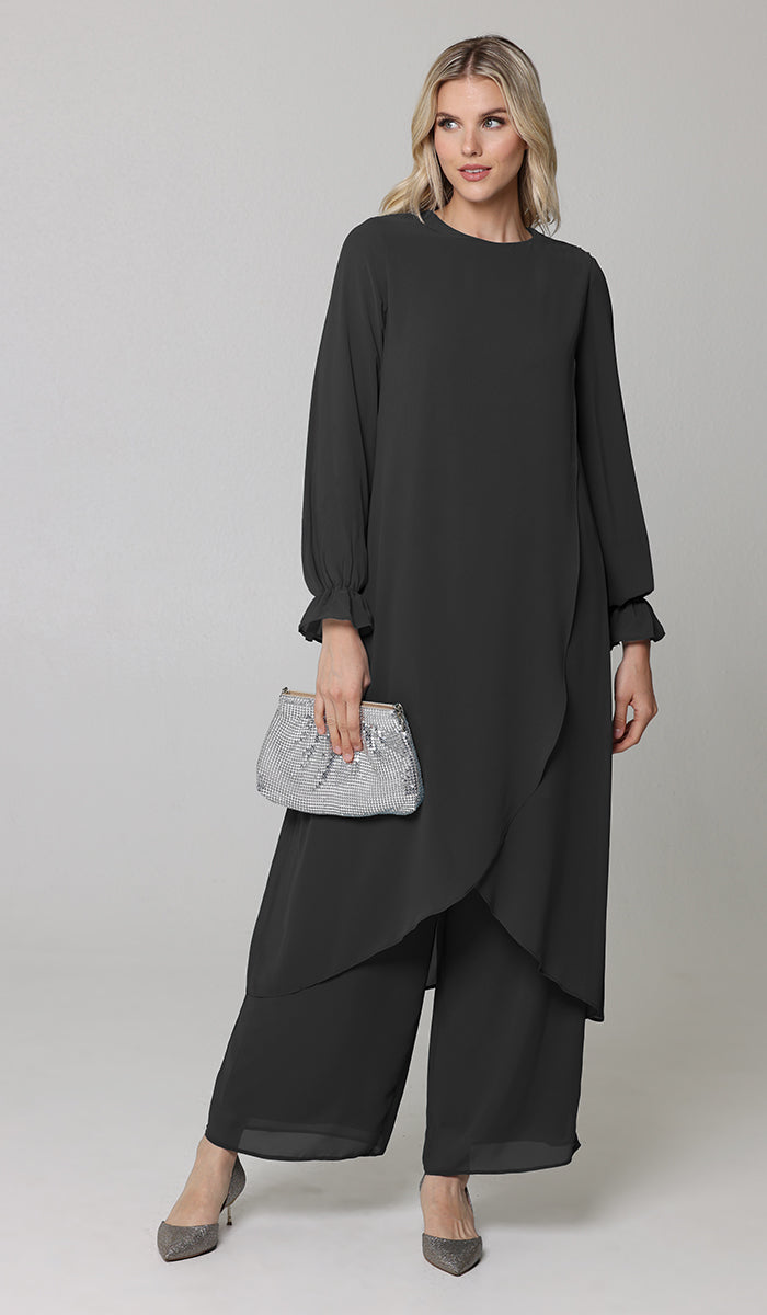 Safa Tunique Midi Longue Habillée Modeste - Noir