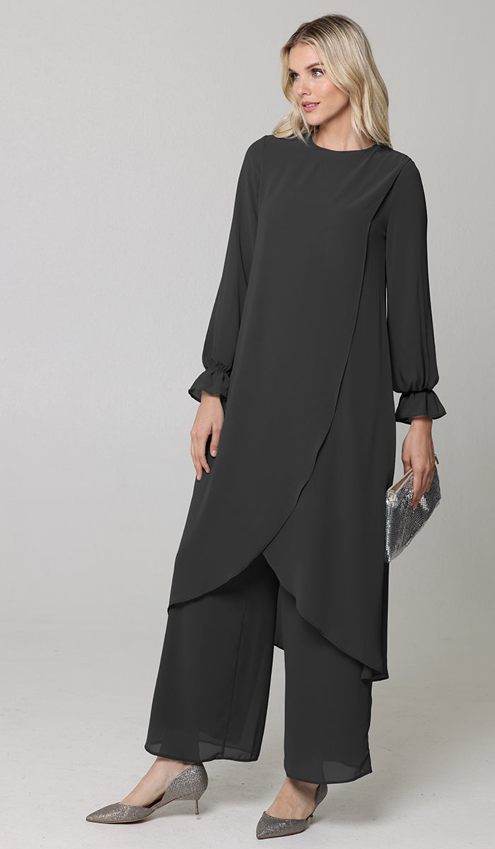 Safa Tunique Midi Longue Habillée Modeste - Noir