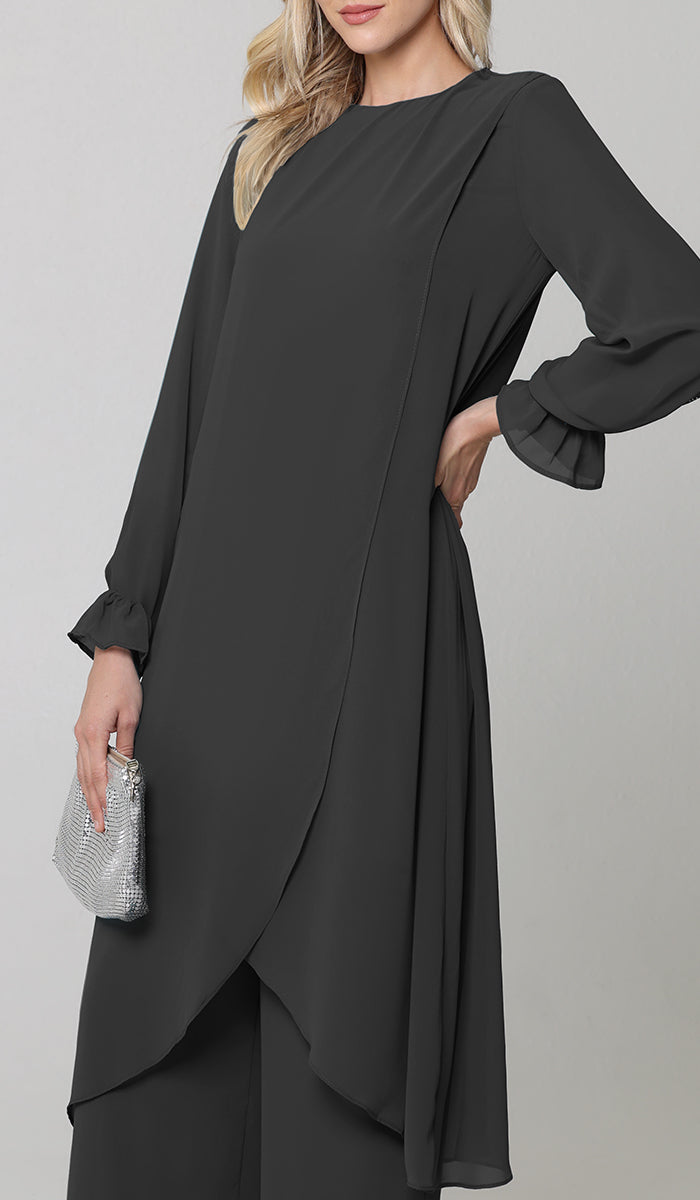 Safa Tunique Midi Longue Habillée Modeste - Noir