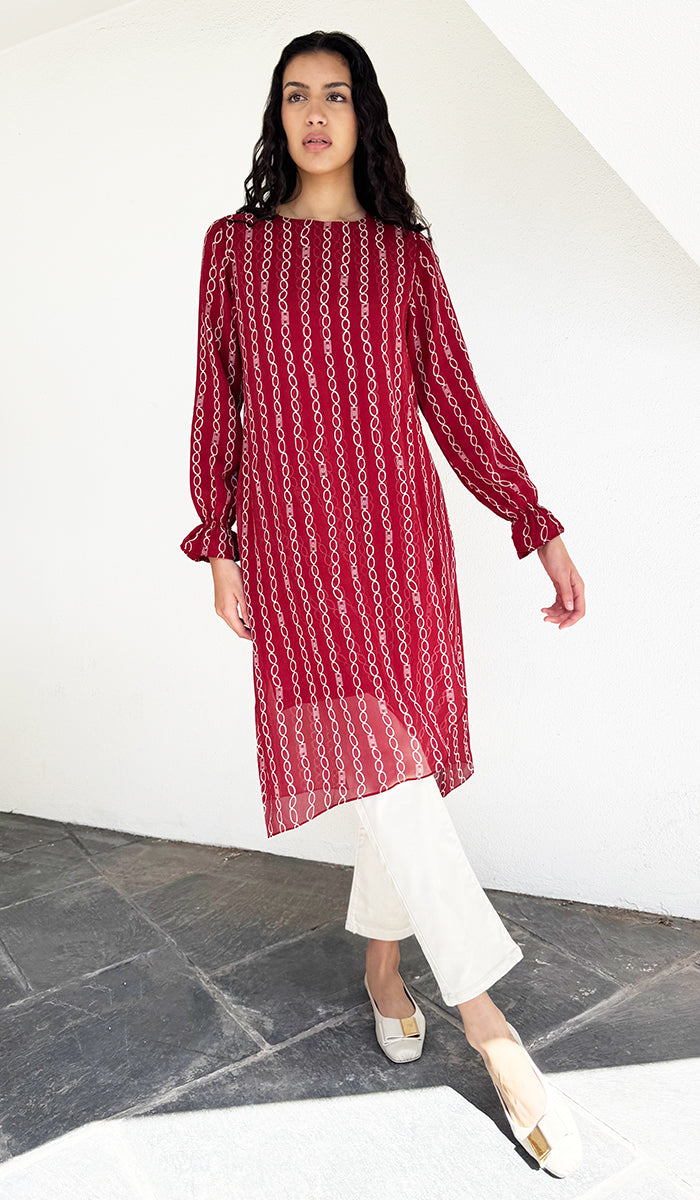 Safa Tunique Midi Longue Habillée Modeste - Orchidée