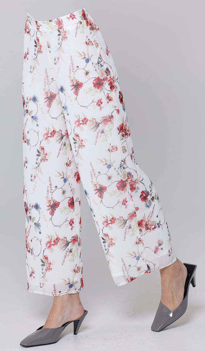 Alima Loose Flowing Palazzo Pants - Poppy Cream