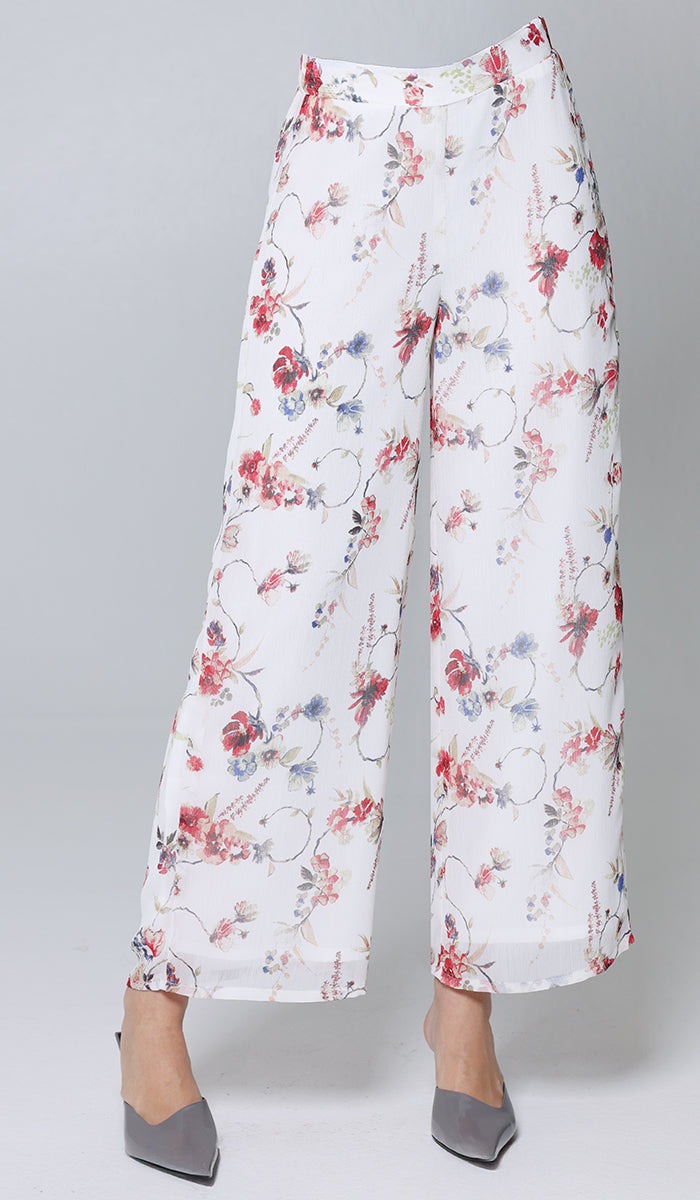 Alima Loose Flowing Palazzo Pants - Poppy Cream