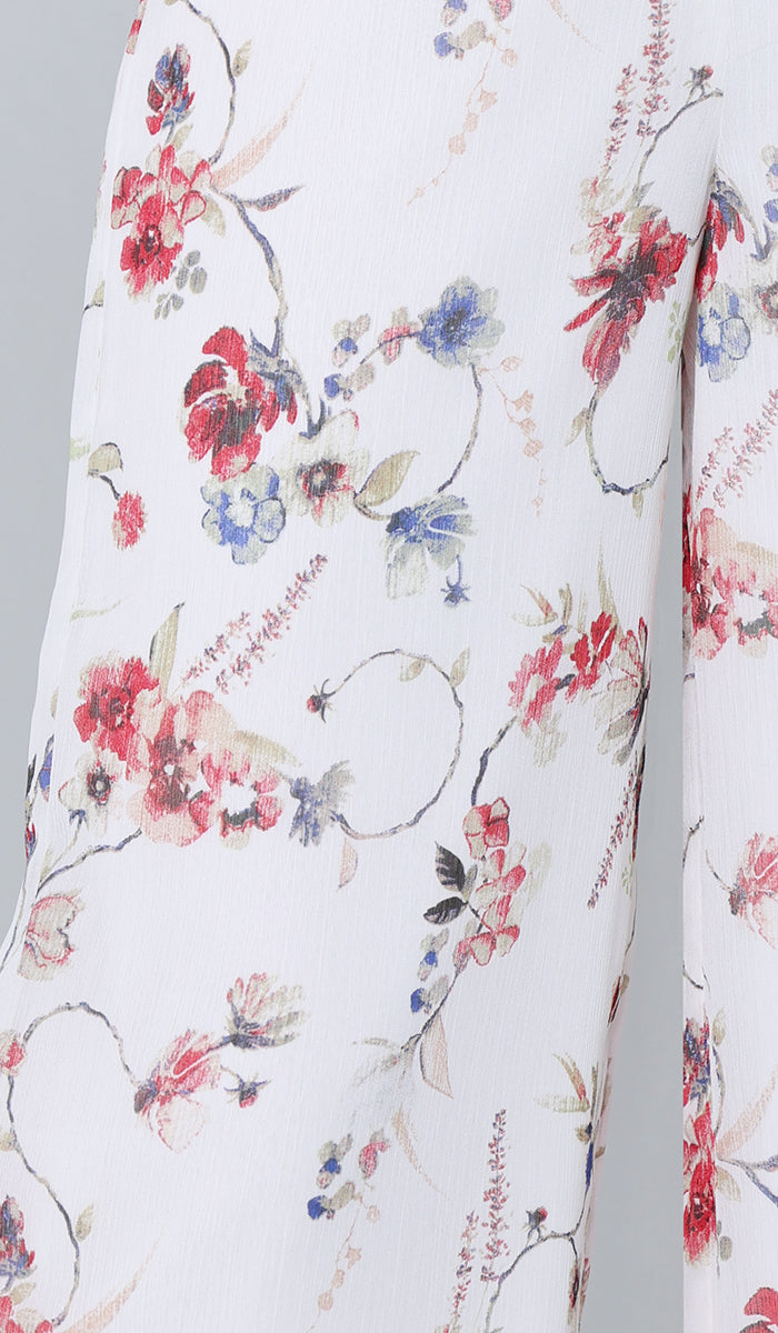 Alima Loose Flowing Palazzo Pants - Poppy Cream