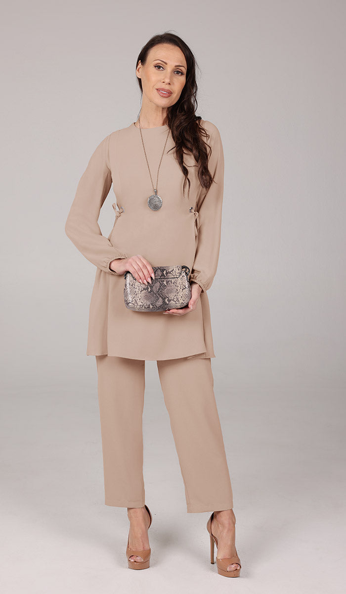 Sakinah Long Modest Adjustable Long Tunic - Latte - FINAL SALE