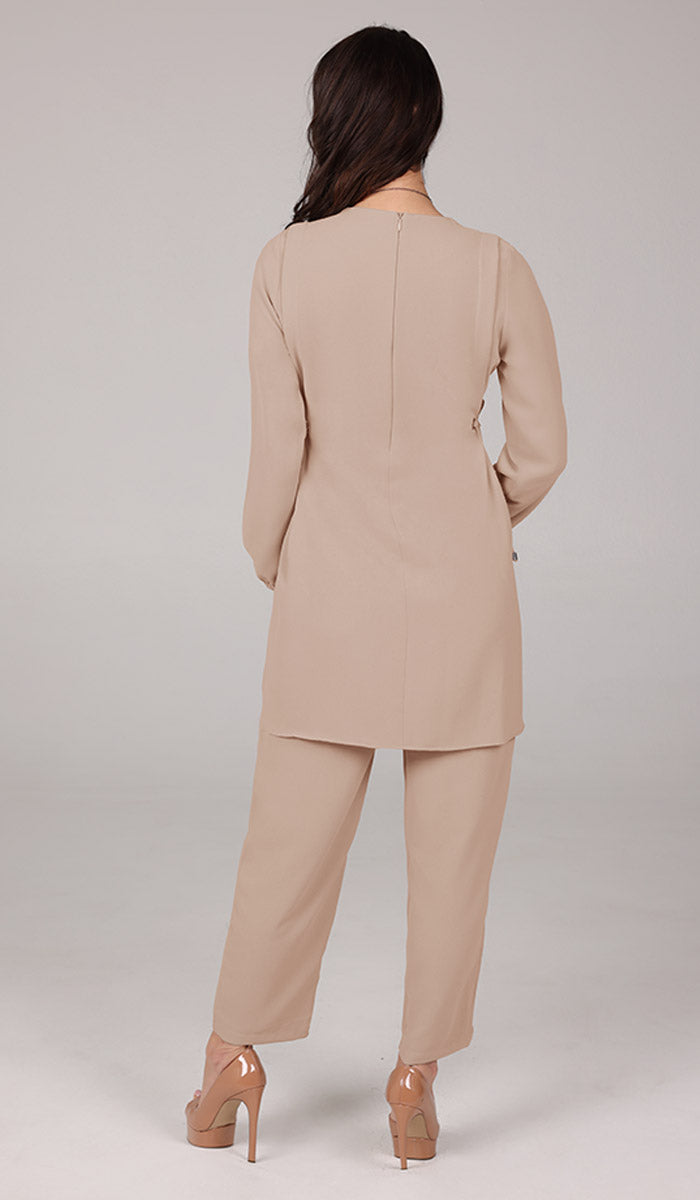 Sakinah Long Modest Adjustable Long Tunic - Latte - FINAL SALE