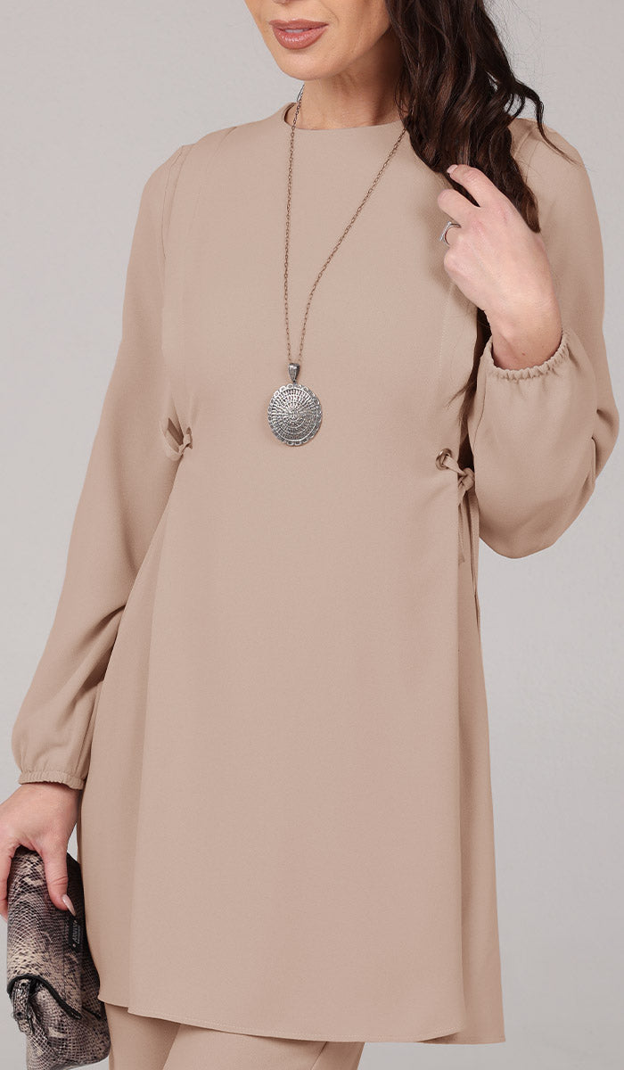 Sakinah Long Modest Adjustable Long Tunic - Latte - FINAL SALE