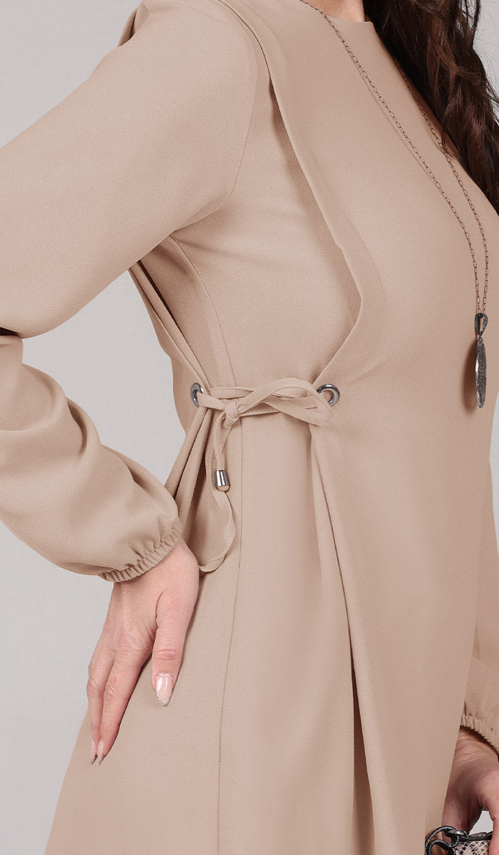 Sakinah Long Modest Adjustable Long Tunic - Latte - FINAL SALE