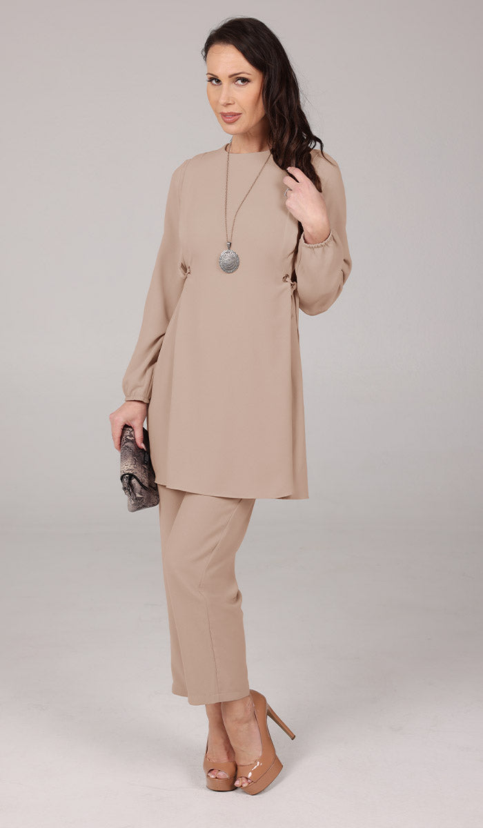 Sakinah Long Modest Adjustable Long Tunic - Latte - FINAL SALE