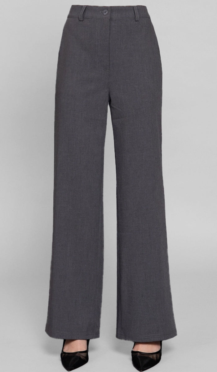 Salma Tailored Stretch Waist Trouser Pants - Charcoal