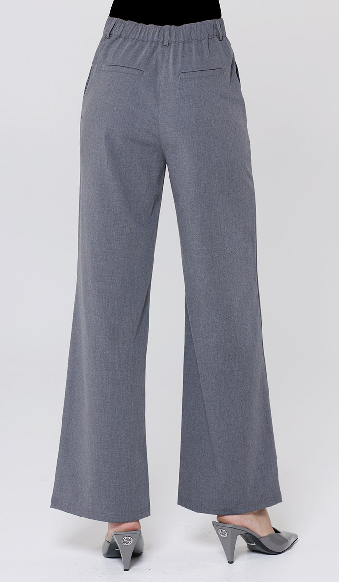 Salma Tailored Stretch Waist Trouser Pants - Charcoal