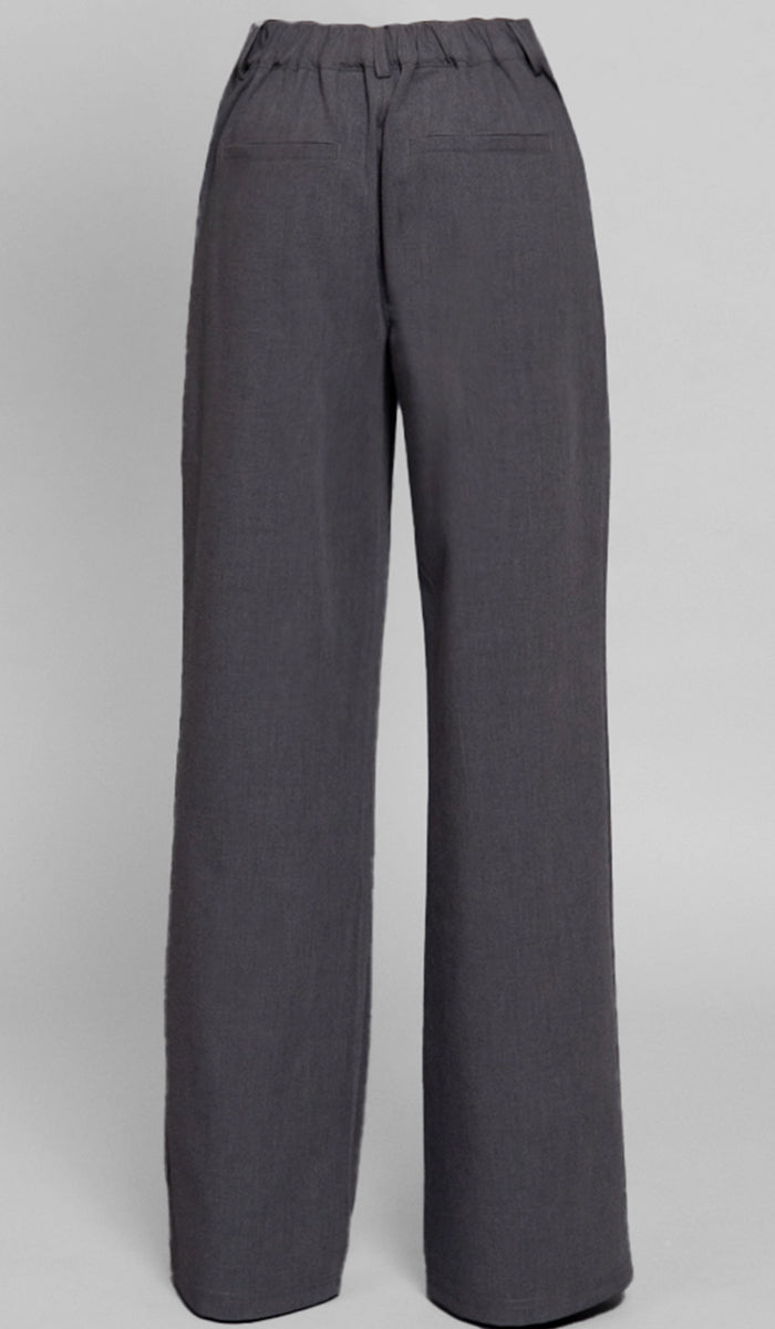 Salma Tailored Stretch Waist Trouser Pants - Charcoal