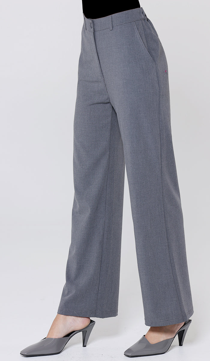 Salma Tailored Stretch Waist Trouser Pants - Charcoal