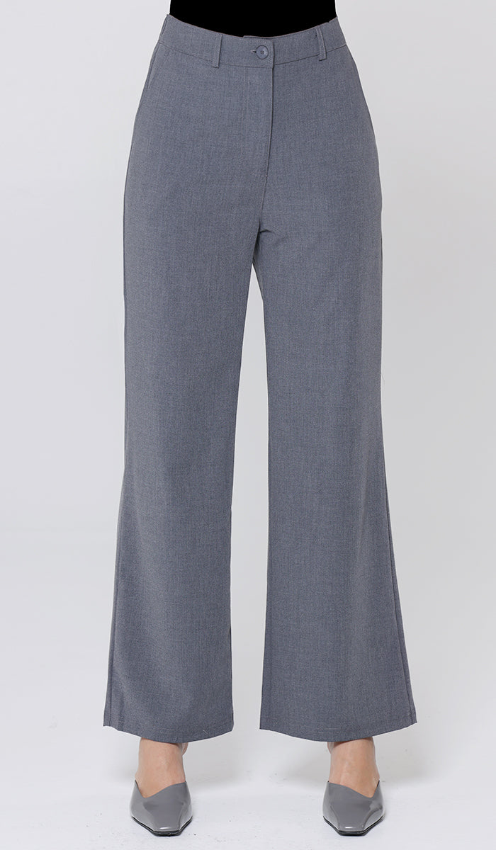 Gray wide-leg pants on a white background