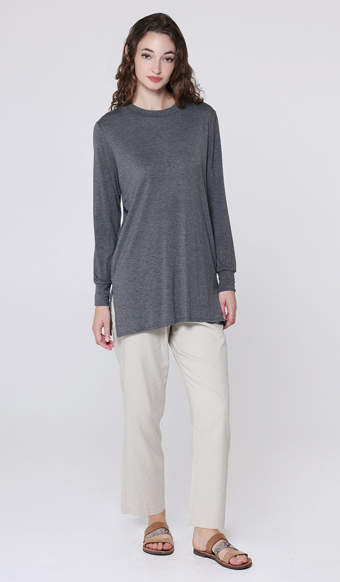 T-shirt modeste à manches longues Peachy Soft - Noir