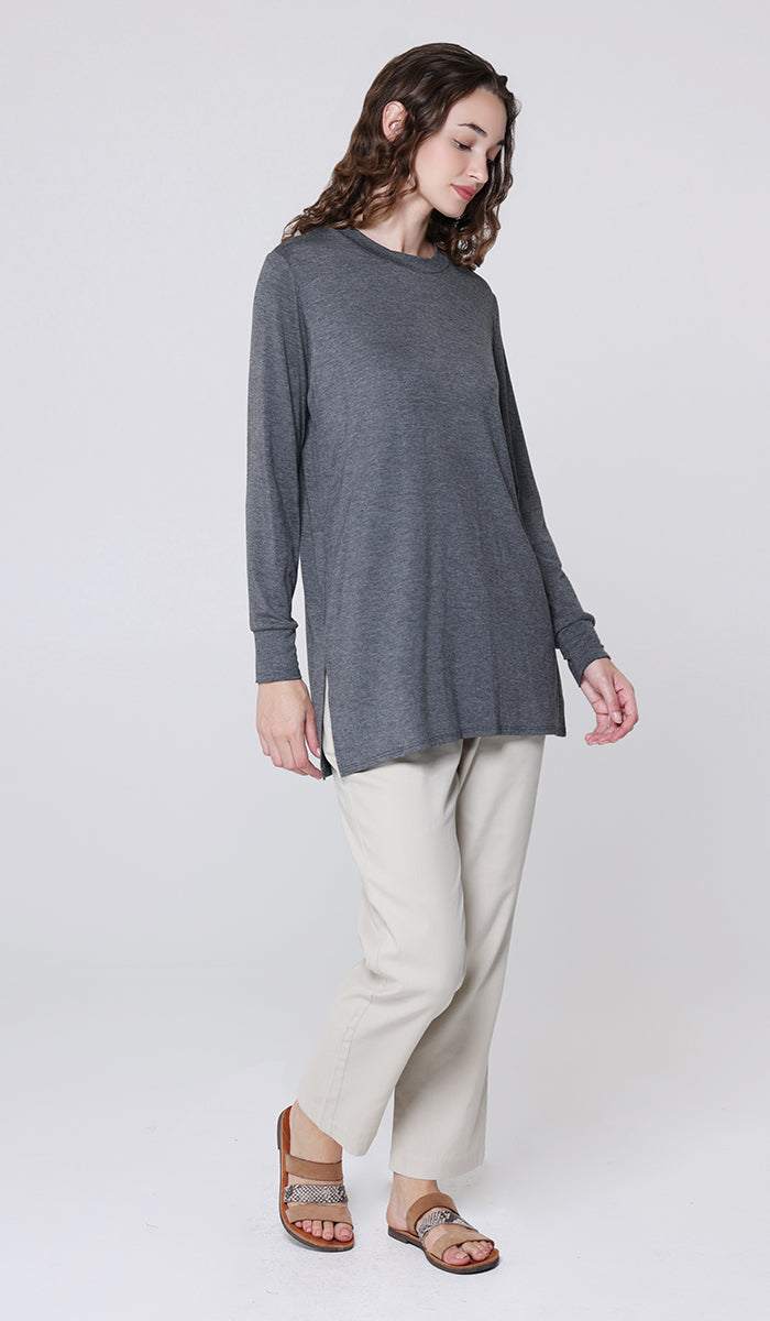 T-shirt modeste à manches longues Peachy Soft - Noir