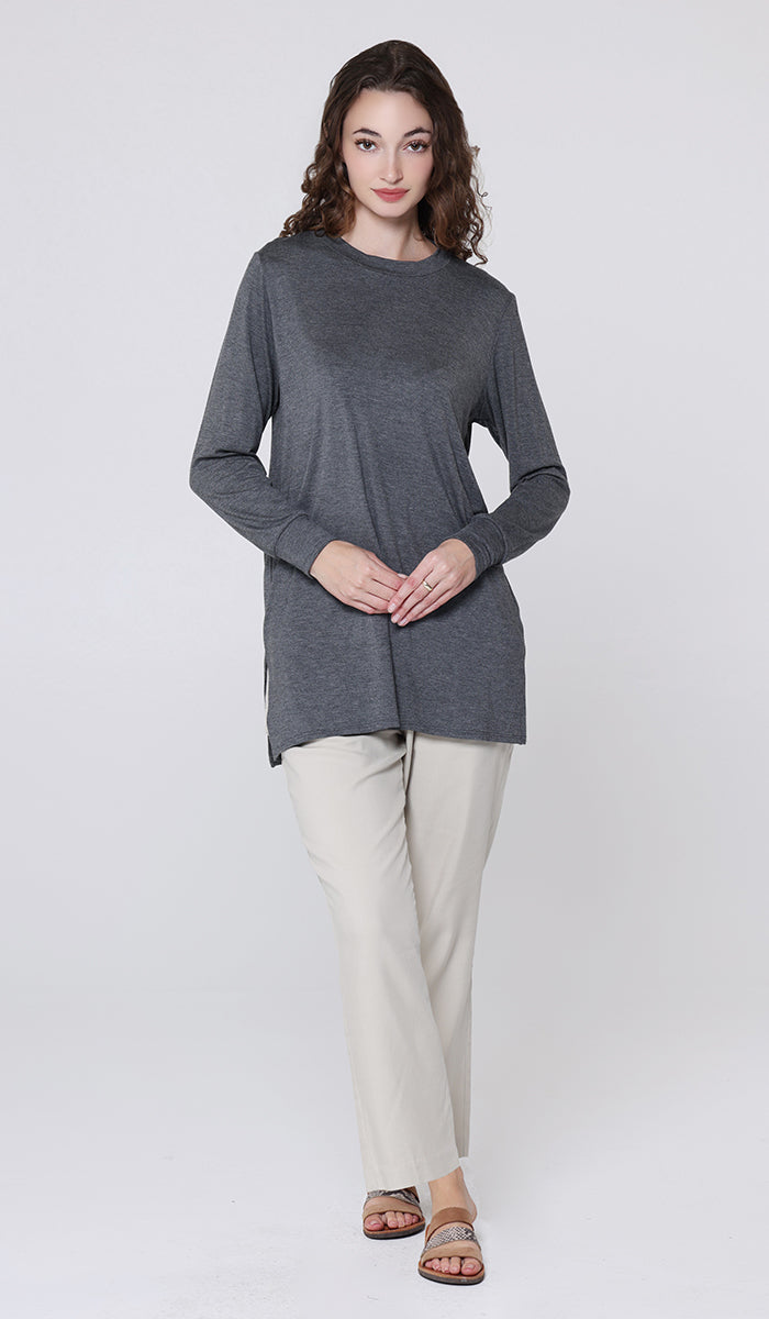 T-shirt modeste à manches longues Peachy Soft - Noir