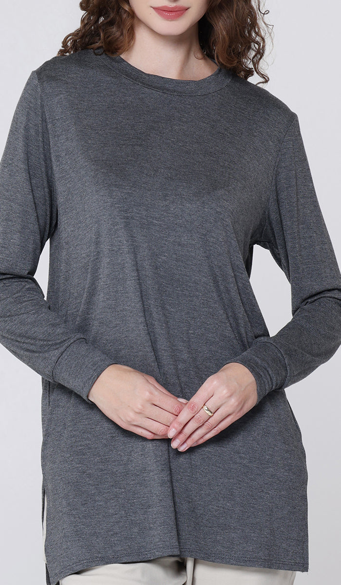 T-shirt modeste à manches longues Peachy Soft - Noir