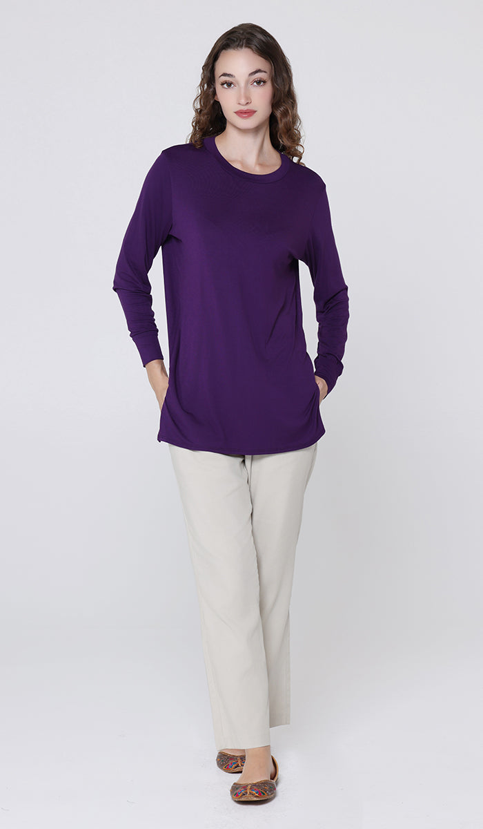 T-shirt modeste à manches longues Peachy Soft - Noir