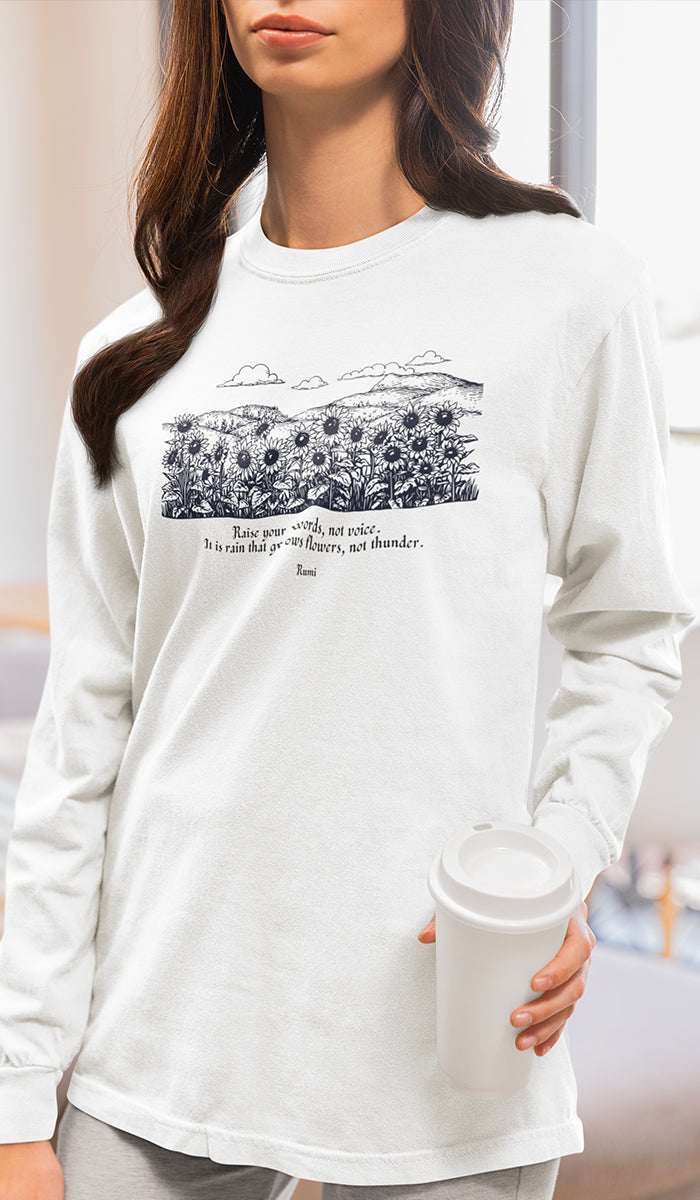 Satr Collection Unisex Long Sleeve 100% Cotton T-Shirt - Rain