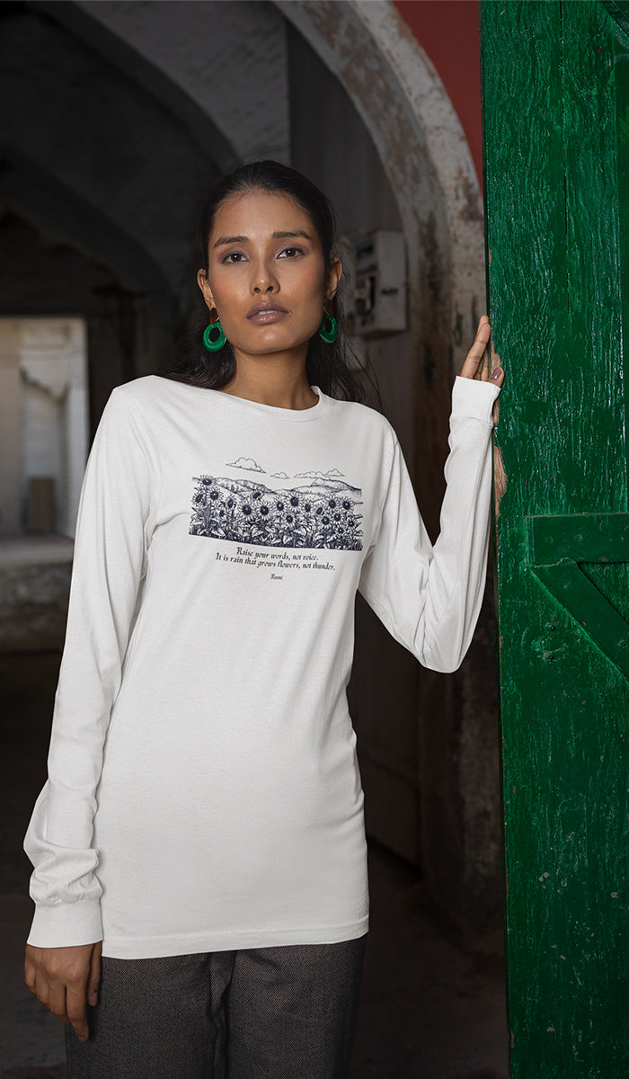 Satr Collection Unisex Long Sleeve 100% Cotton T-Shirt - Rain