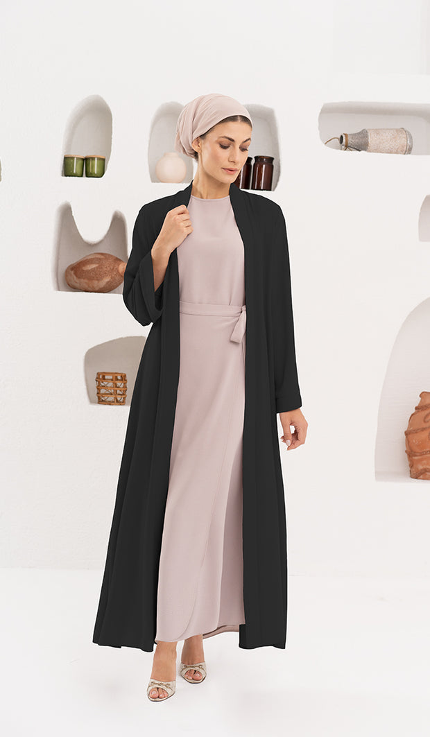 Sebil Modest Long Wrap Front Maxi Dress - Mocha