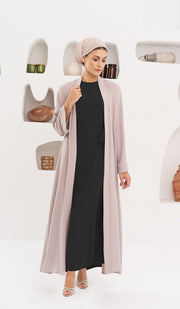 Sebil Modest Long Open Front Duster Jacket - Mocha