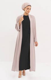 Sebil Modest Long Open Front Duster Jacket - Mocha