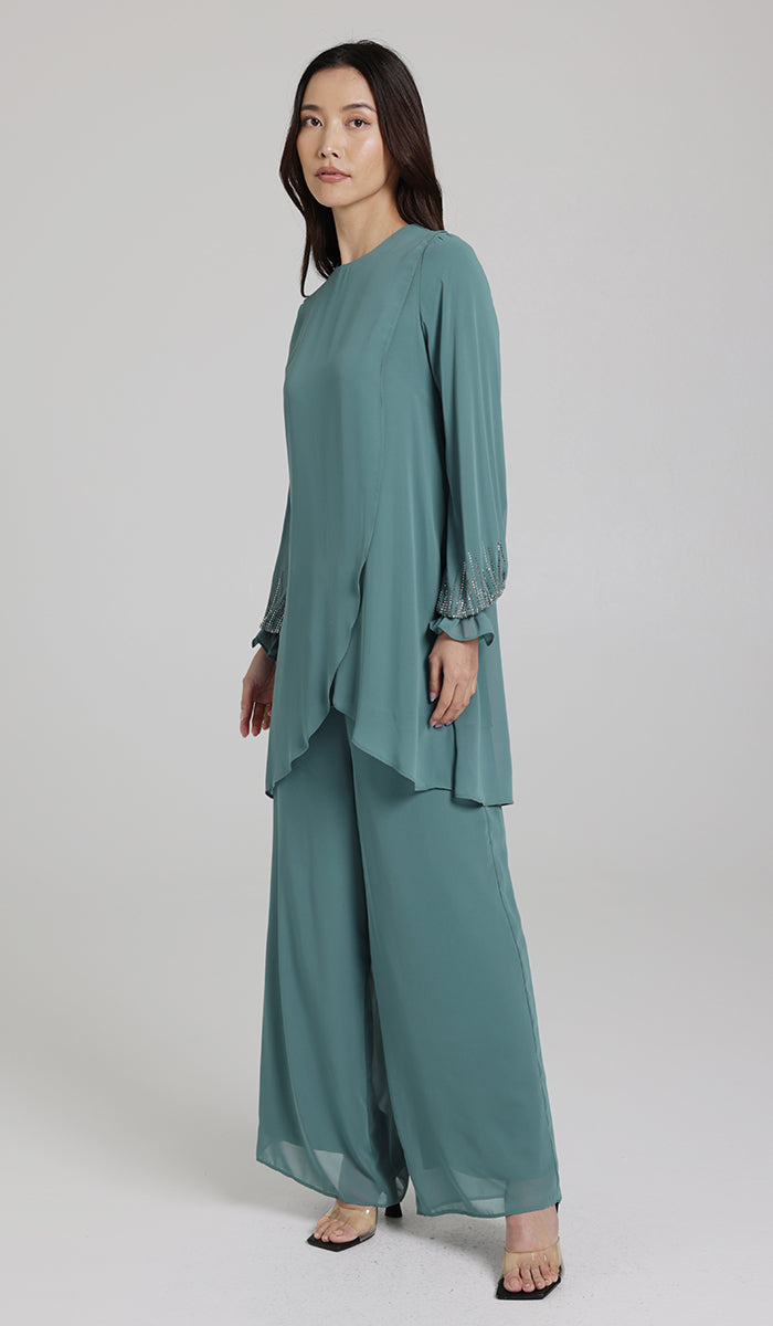 Seema Dressy Long Modest Tunic - Sea Green
