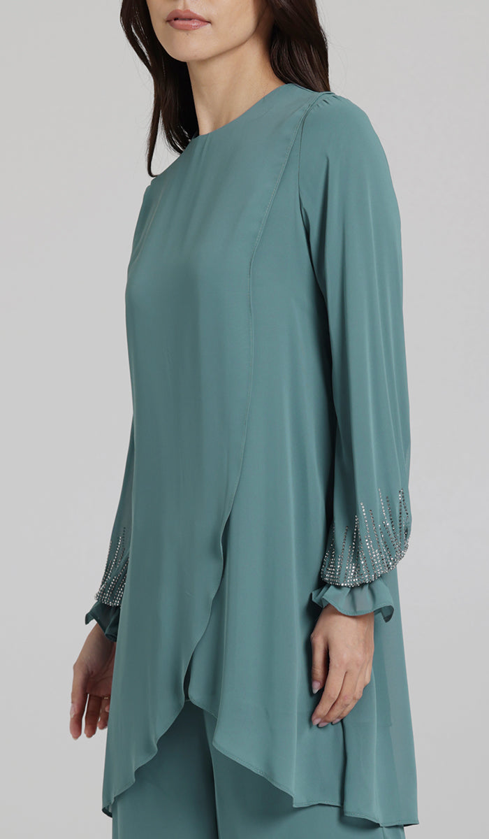 Seema Dressy Long Modest Tunic - Sea Green