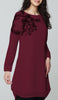 Selena Embroidered Long Modest Tunic - Maroon