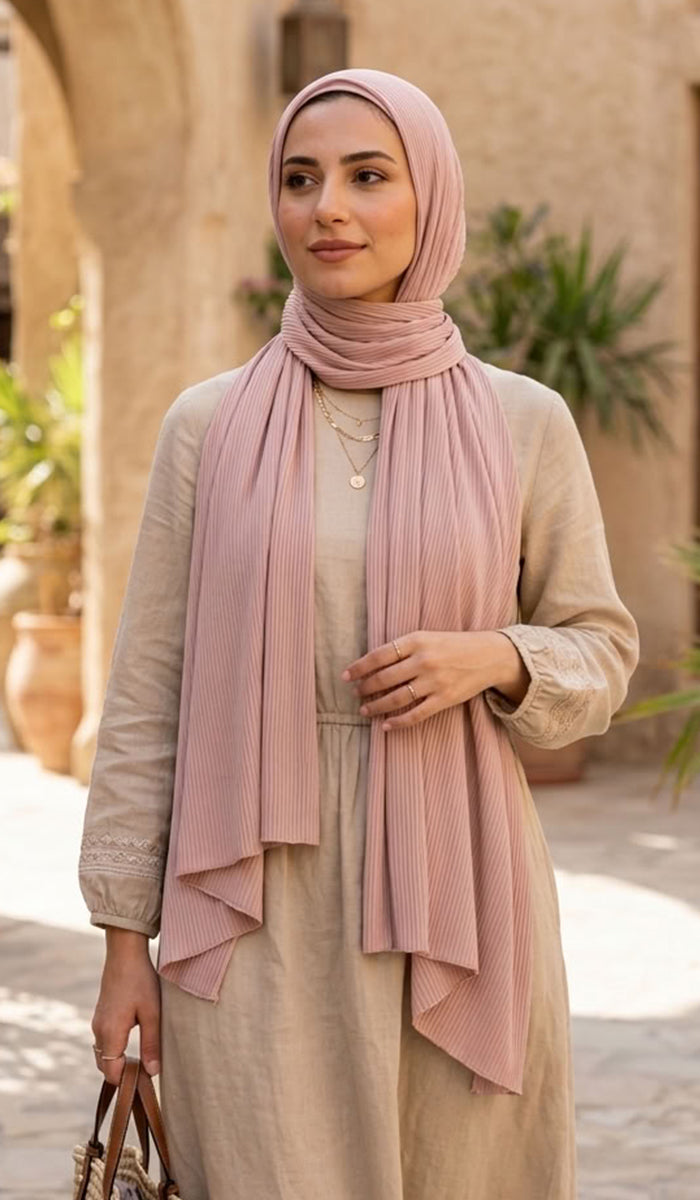 Shea Everyday Essential Bamboo Stretch Hijab - Latte Pink