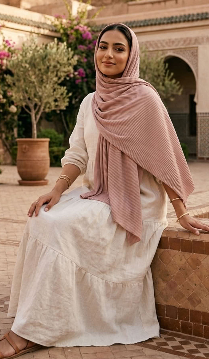 Shea Everyday Essential Bamboo Stretch Hijab - Latte Pink