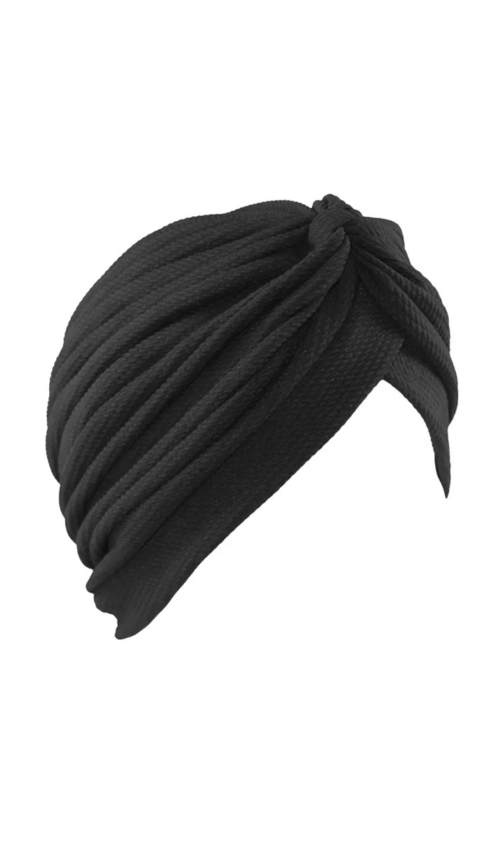 Sidra One Piece Pull on Stretchy Turban - Black
