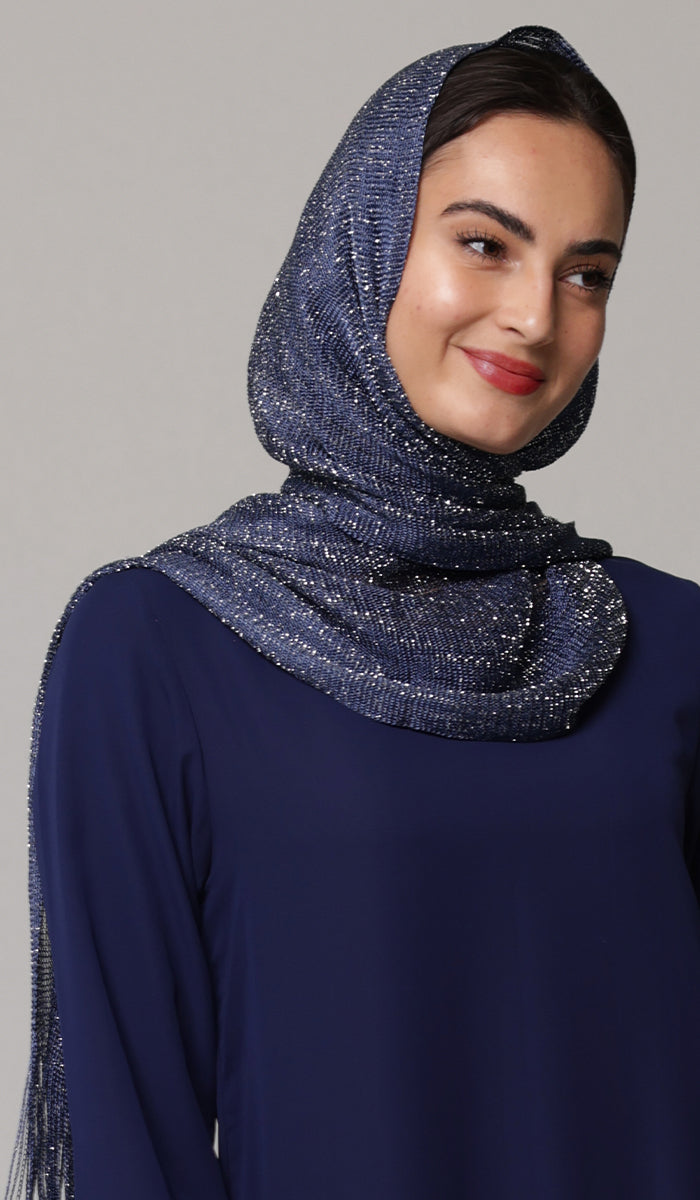 Silky Metallic Non-slip Shawl Hijab Silver Islamic Hijabs