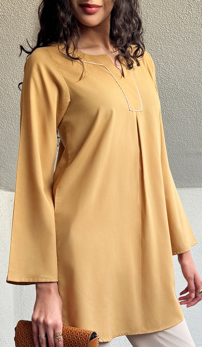 Silva Mostly Cotton Long Modest Tunic - Saffron - PREORDER (ships in 2 weeks)