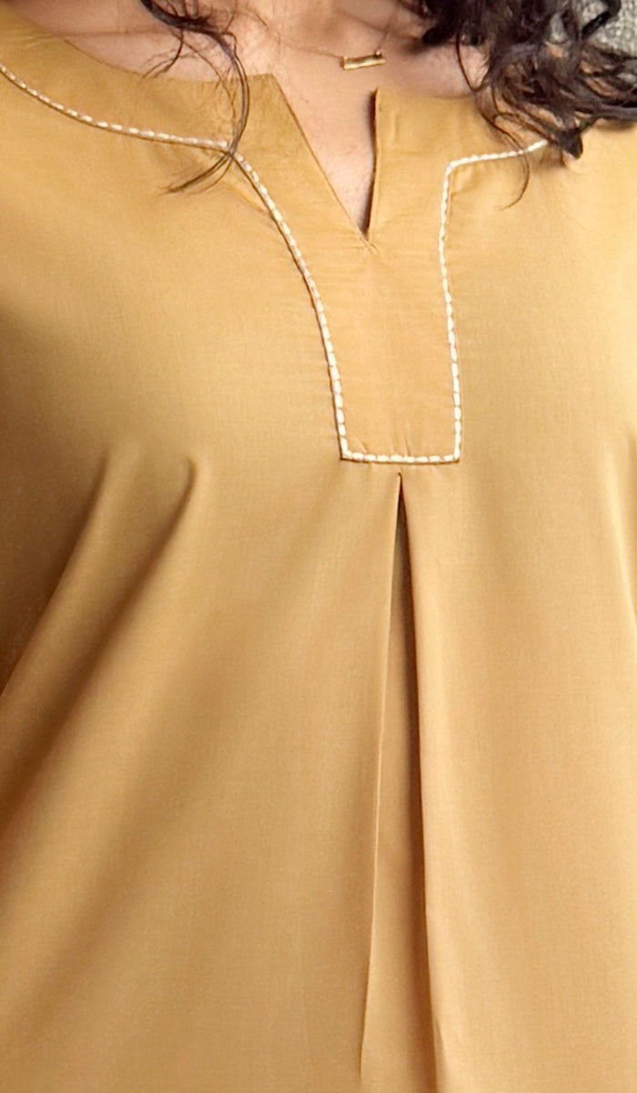 Silva Mostly Cotton Long Modest Tunic - Saffron - PREORDER (ships in 2 weeks)