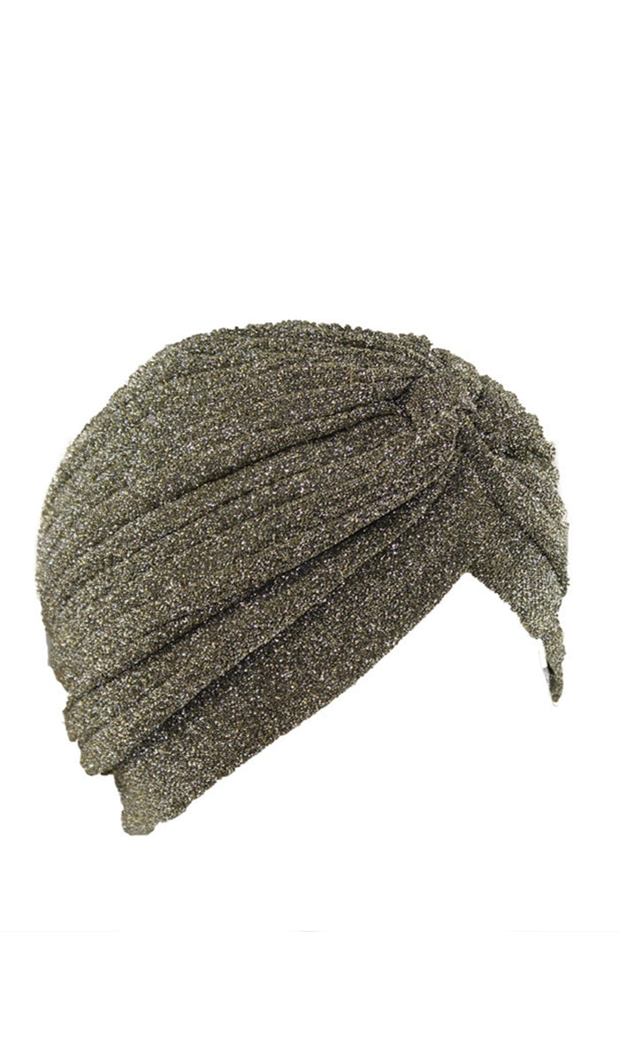 Simone Sparkly One Piece Pull on Stretchy Turban - Gold