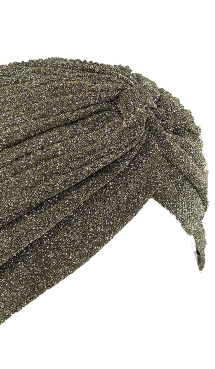 Simone Sparkly One Piece Pull on Stretchy Turban - Gold