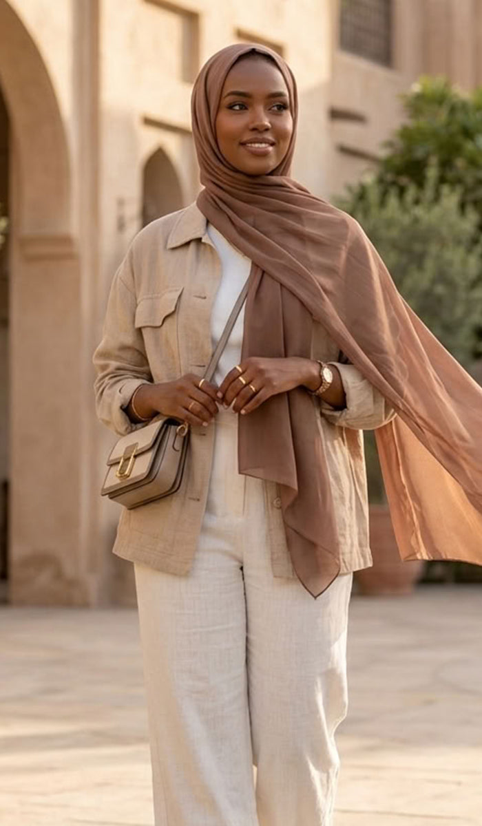 Solea Ombre Modal Wrap Hijab Scarf - Mocha/Taupe