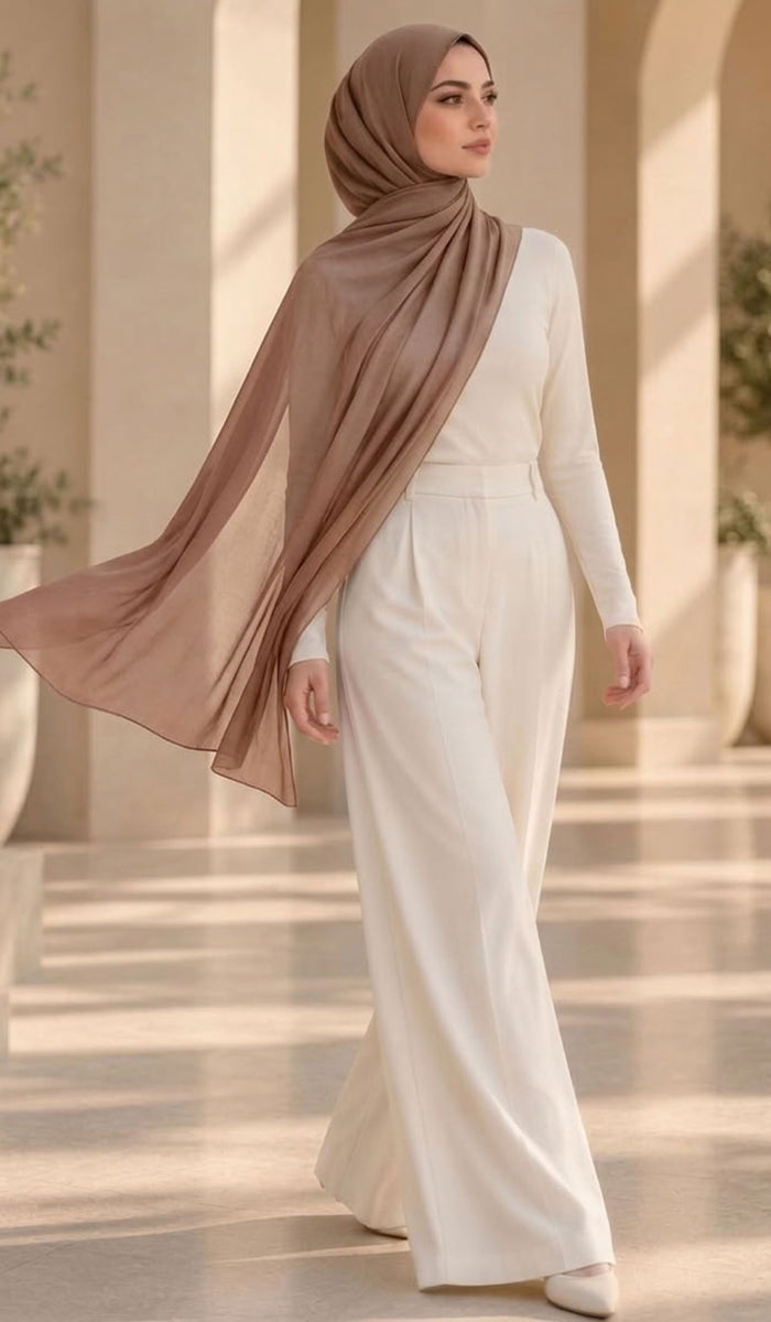 Solea Ombre Modal Wrap Hijab Scarf - Mocha/Taupe