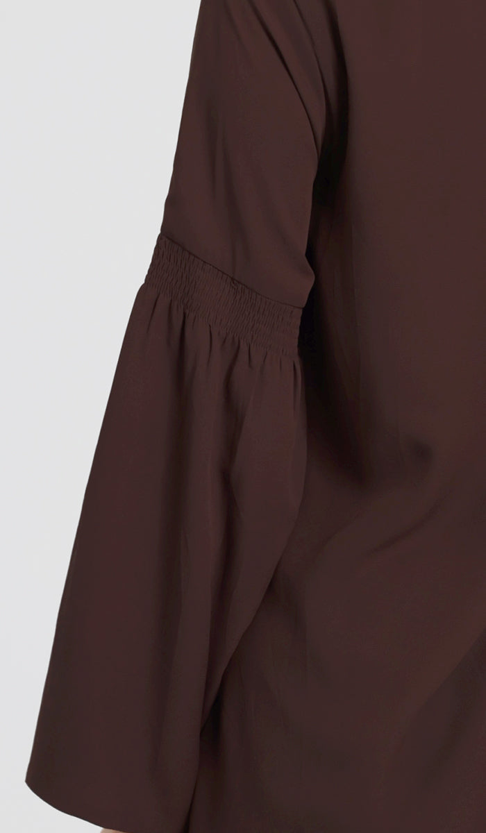 Sundus Long Chiffon Modest Top - Chocolate - PREORDER (ships in 2 weeks)