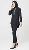 Suroor Embroidered Long Modest Tunic - Black